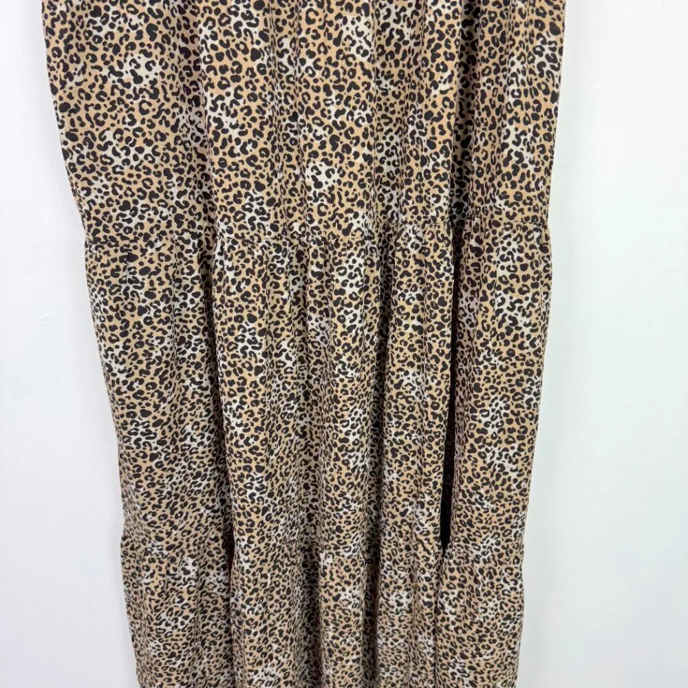 NWOT ASOS DESIGN Sleeveless Tiered Midi Dress With Frills Leopard Print Size 8 - Picture 3 of 14
